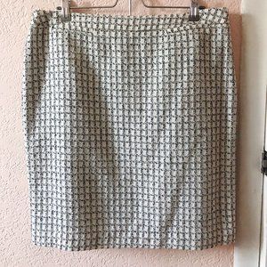 HALOGEN Sz 14 Tweed Skirt Plaid White Black Women